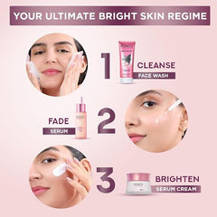Pond's Bright Beauty face wash shown as step 1 cleanse in bright skin routine