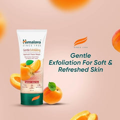 Himalaya gentle exfoliating apricot face wash tube with apricot fruit and green leaf