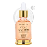 Swiss Beauty vitamin C serum bottle with gold pump cap