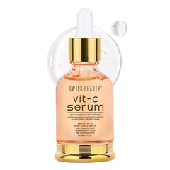 Swiss Beauty vitamin C serum bottle with gold pump cap