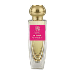 Forest Essentials Gulnar intense perfume in clear bottle with gold spherical cap