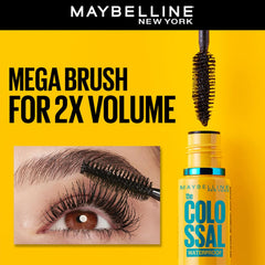 Yellow waterproof mascara with black wand tip, branded in bold on package.