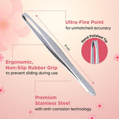Square-tip tweezer with textured grip, shown at an angle