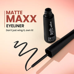 Black matte eyeliner bottle and pen applicator with pointed tip