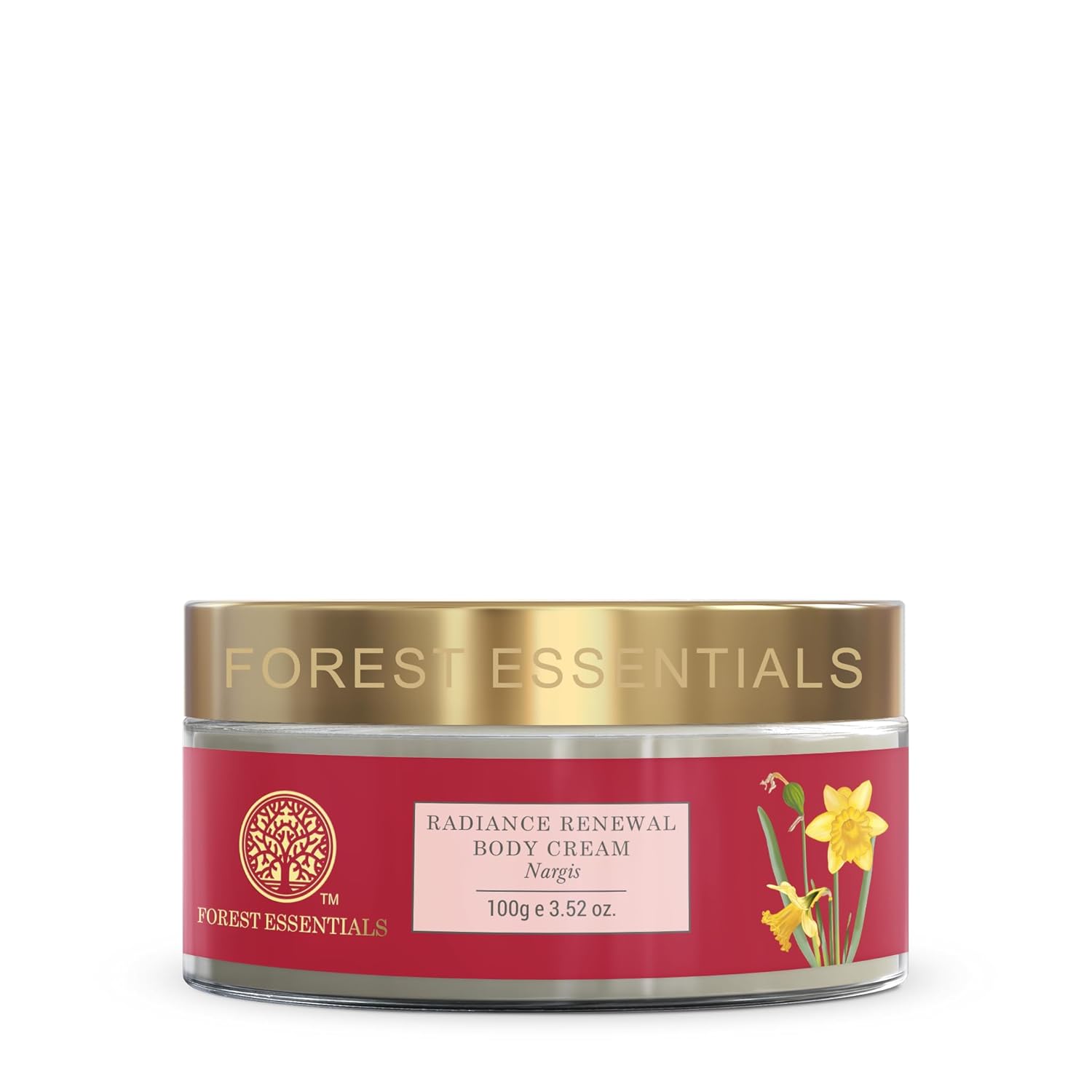 Radiance Renewal body cream jar, gold lid and red label, 100 g