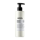 L'Oreal Professionnel Metal Detox pre-shampoo treatment bottle with pump, white and black