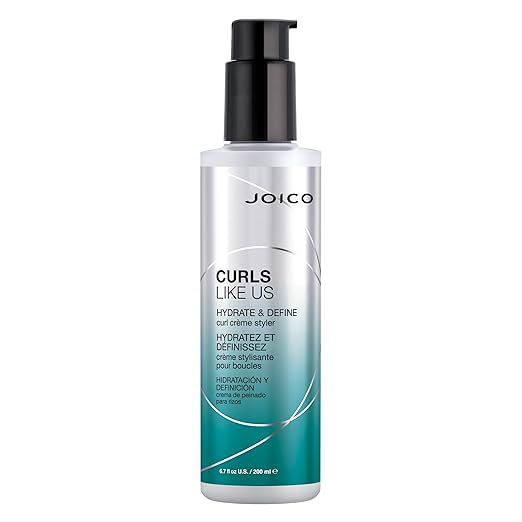 Joico Curls Like Us curl defining creme styler bottle, turquoise label, black pump