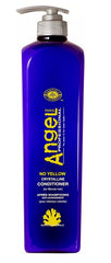 No yellow crystalline conditioner bottle, blue plastic with pump, 1000 ml