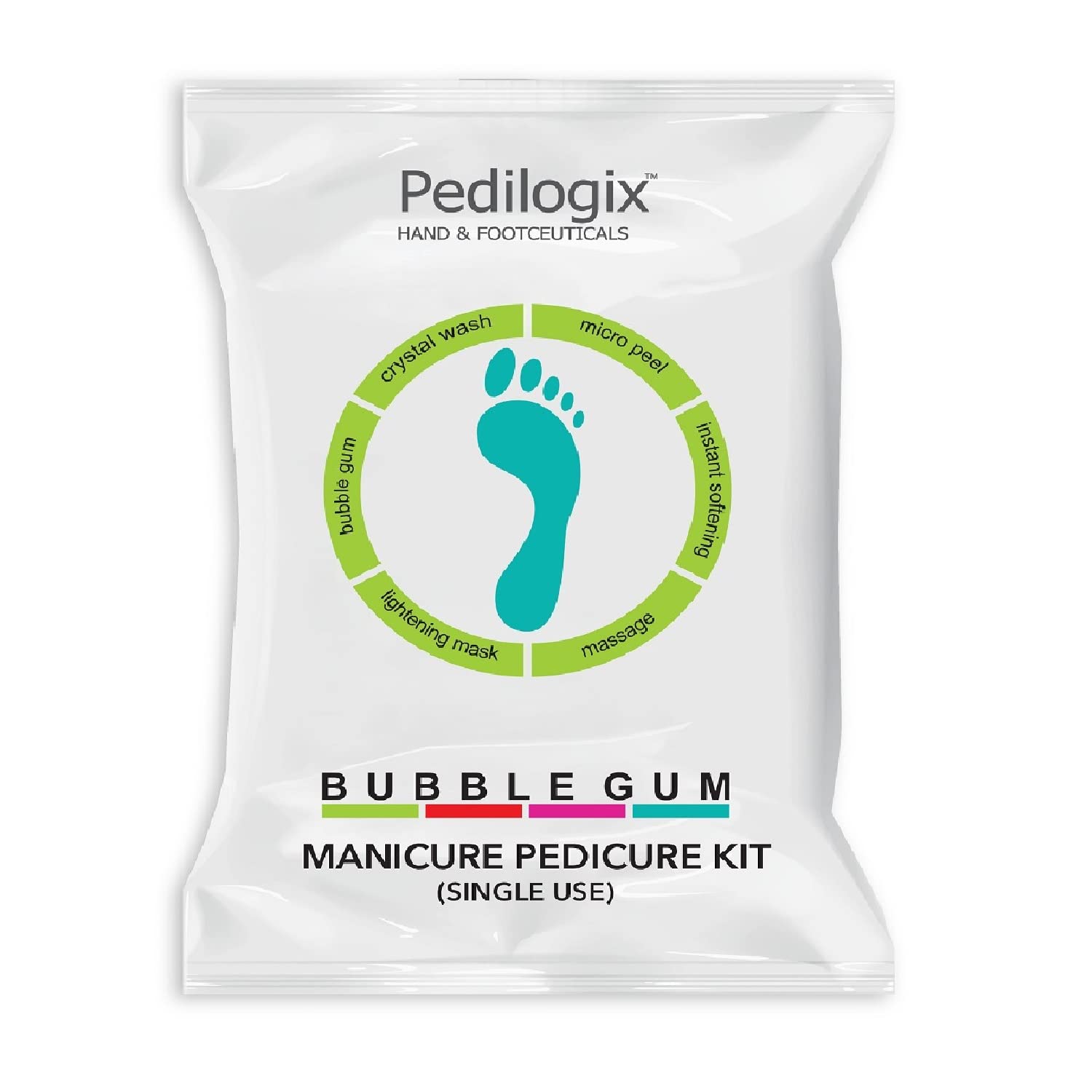 Manicure pedicure kit pouch by Pedilogix Bubblegum, single-use