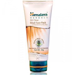Mud face pack tube, Oil Clear, 50 g; white with teal and orange accents