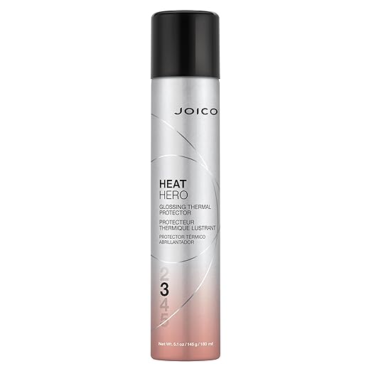 Heat Hero thermal protector spray bottle, silver and black cap, pink tinted label
