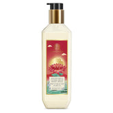Forest Essentials body milk bottle with gold pump; front label, SPF25, 24K Gold