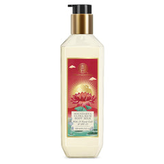 Forest Essentials body milk bottle with gold pump; front label, SPF25, 24K Gold