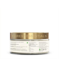 Forest Essentials Radiance Renewal body cream jar, back label with ingredients