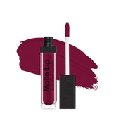 Matte lip liquid lipstick in dark wine with applicator wand, cap, and tube