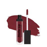 Matte lip liquid lipstick in wine red with applicator tip and bottle
