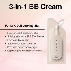 HIDEHERE 3-in-1 BB cream bottle with pump on pouch