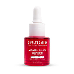 Vitamin C face serum bottle with white dropper, red liquid, 20 ml