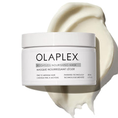 Olaplex Weightless Nourishing Mask jar with white lid and pale cream