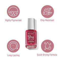 Lavender-toned nail polish bottle with silver cap and square label