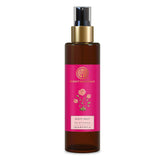 Body mist bottle with gold pump, pink label, brown glass, 130 ml