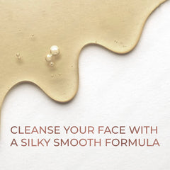 Cleansing gel smear with droplets and 'Cleanse your face' text on light background