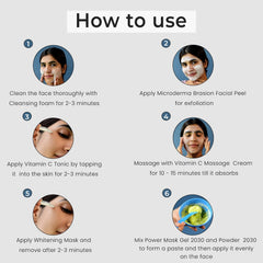 White O3+ Bridal Facial Kit pouch shown in use steps infographic