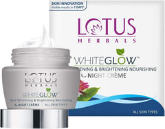 Lotus Herbals WhiteGlow night crème box and jar, all skin types
