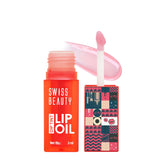 Swiss Beauty dip tint lip oil with strawberry-pink applicator wand and bottle