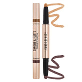 Cinnamon Crush twin eyeshadow stick with chrome and matte shades plus brush applicator