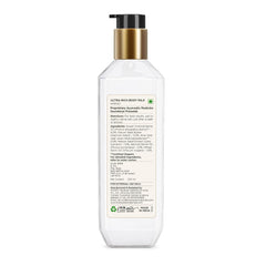 Forest Essentials ultra-rich body milk bottle with back panel text and seals