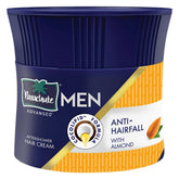 Men aftershower anti-hairfall hair cream jar, dark blue with gold label, 100g