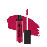 Matte lip liquid lipstick in deep red shade with doe-foot applicator and cap