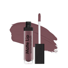 Matte lip liquid lipstick in mauve nude shade with doe-foot applicator