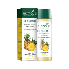 Pineapple oil control foaming face cleanser bottle with matching product box, 120 ml