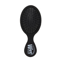 Black mini detangling hair brush with flexible bristle cushion and grip handle