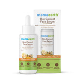 Mamaearth Skin Correct Face Serum bottle with dropper and matching box, B3+ label