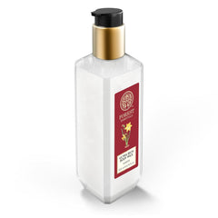 Forest Essentials ultra-rich body milk bottle with gold cap, side view label