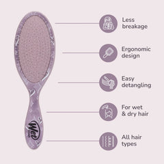 Purple Disney character hair detangling brush with oval dotted pad