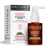 Rosemary Redensyl hair growth serum box and amber bottle with white pump cap