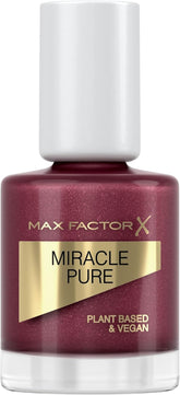 Burgundy glitter nail polish bottle with white cap, Miracle Pure finish