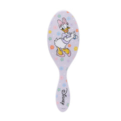 Hair detangling brush with oval lavender handle and Hello Daisy character print