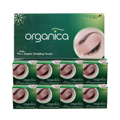 Organica organic eyebrow threading thread box with six green thread spools