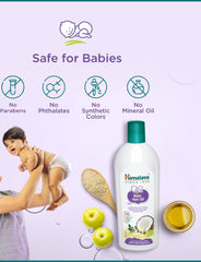 Himalaya Baby Hair Oil bottle with teal cap and safe-for-babies icons on box