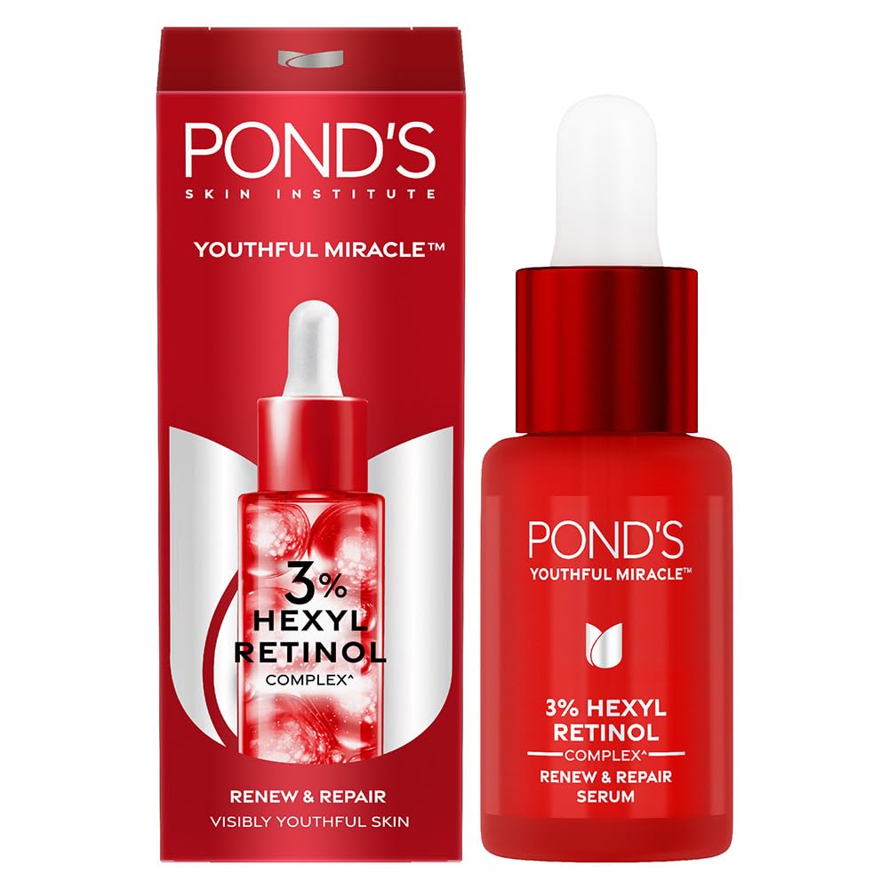 Retinol complex serum with red bottle and matching product box