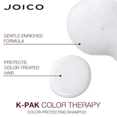 Joico shampoo bottle with maroon-to-gold label and white cap