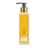 Amber shower wash bottle with gold pump and floral label, 200 ml
