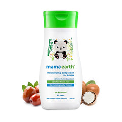 Mamaearth baby moisturizing lotion bottle, green cap, panda label, 200 ml