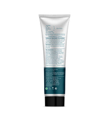 Shaving cream tube back label with ingredient text and teal base