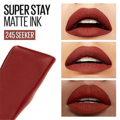 Matte ink liquid lipstick shade 245 Seeker on three lip looks